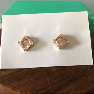 Pink Crystal Square Stud Earrings